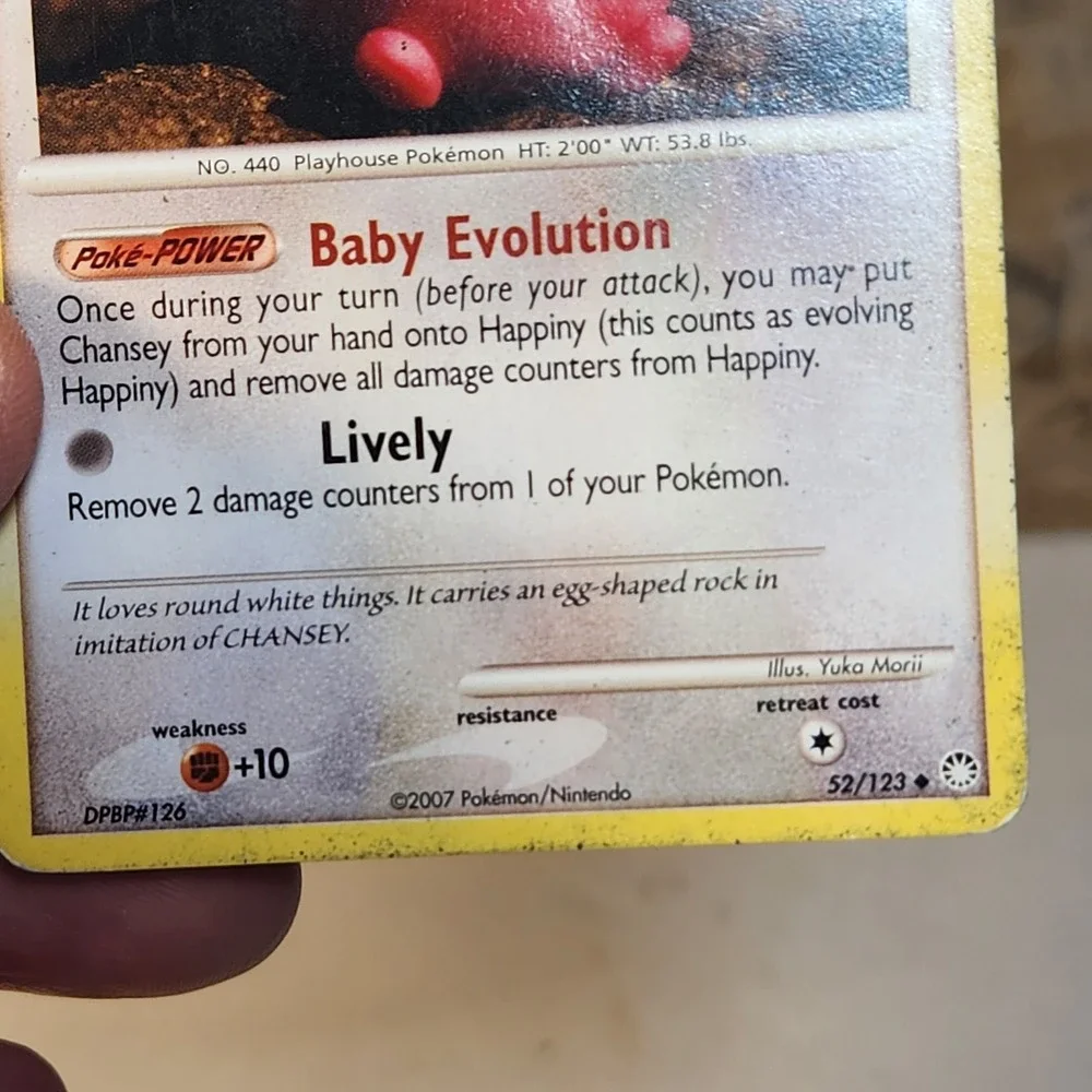 Happiny LV.8 52/123 Mysterious Treasures 2007 Pokemon Card Uncommon Yuka Morii
